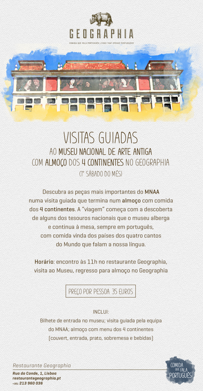 Restaurante Geographia com visitas guiadas ao Museu de Arte Antiga e almoço